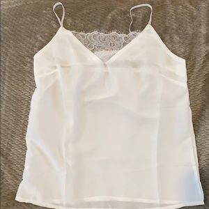 White tank top with lace detail
